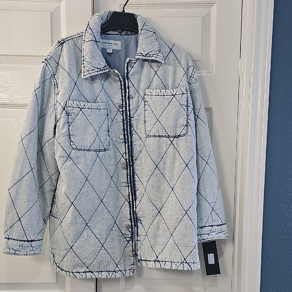 Marc New York Diamond Quilted Shacket Acid Wash Coastal Grandma NWT